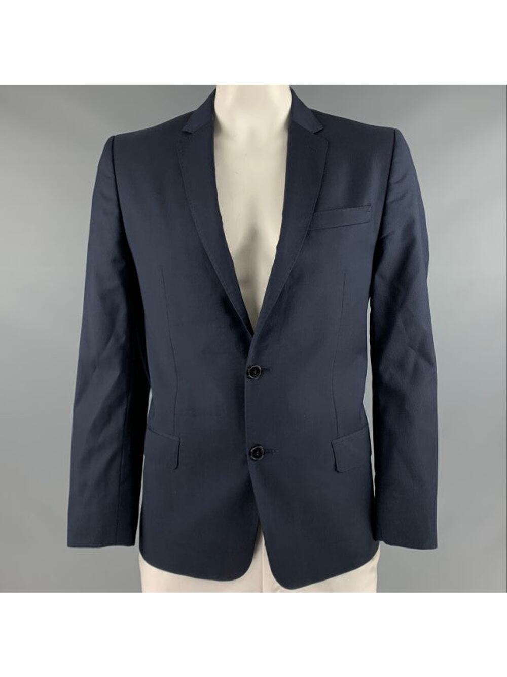 VERSACE COLLECTION Size 44 Navy Wool Single Breasted Sport Coat
